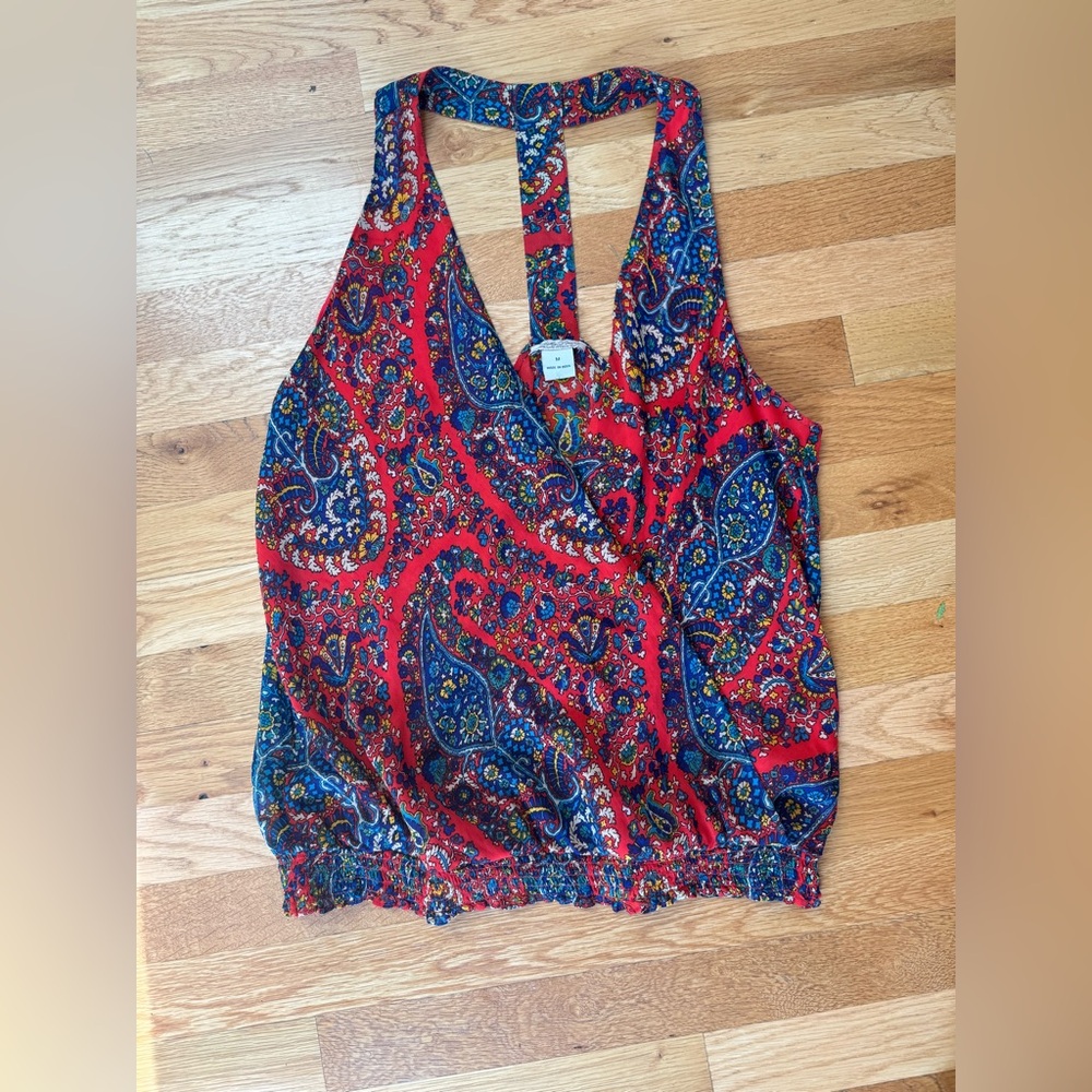 Lucky Brand Red and Blue Paisley Tank Top